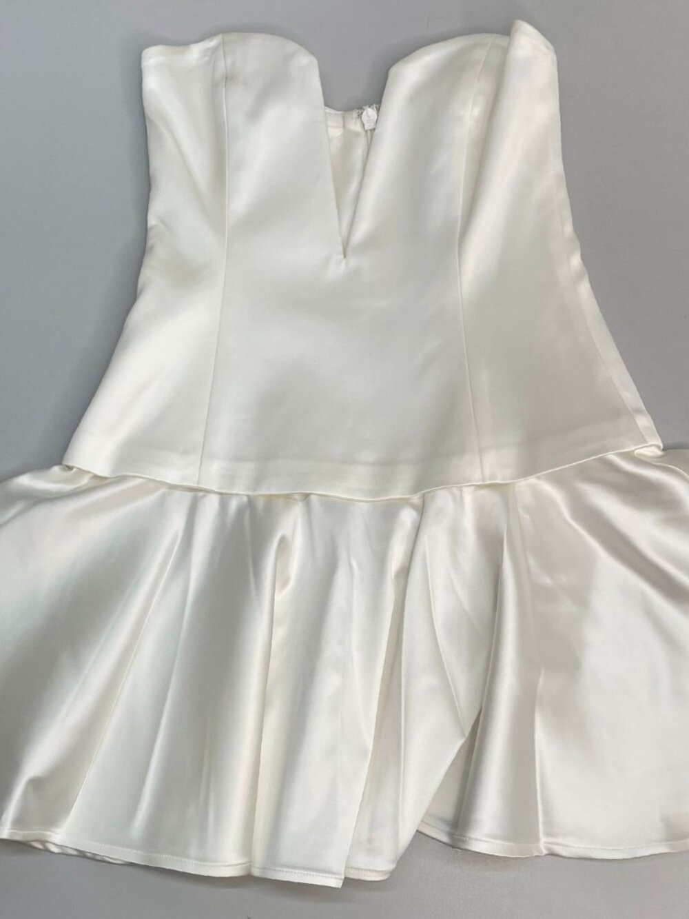 Lovers And Friends Womens Mini Dress White Size S Eros Deep V Neck Satin Zip Up
